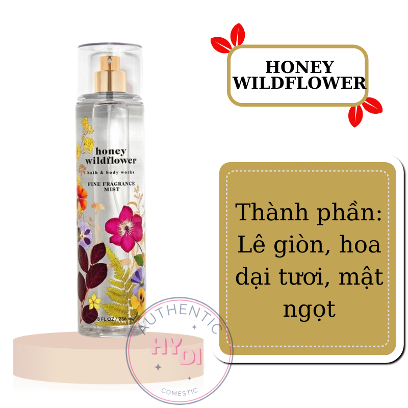 HONEY WILDFLOWER -Xịt Thơm Toàn Thân Nước Hoa Body Mist Bath & Body Works Usa