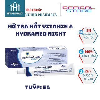  Mỡ tra mắt Vitamin A Hydramed Night Sensitive-Giúp giảm khô mắt mỏi mắt-Không chất bảo quản-Nhập khẩu Italy-Tuýp 5g 