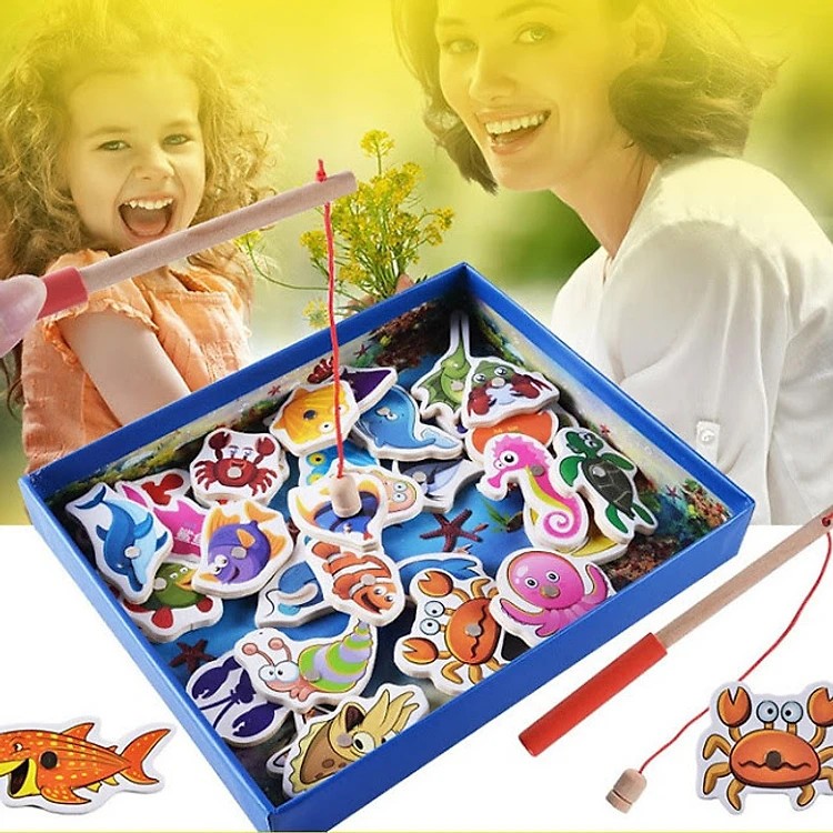 Đồ chơi hợp câu cá nam châm 2 cần câu 34 con cá cho bé