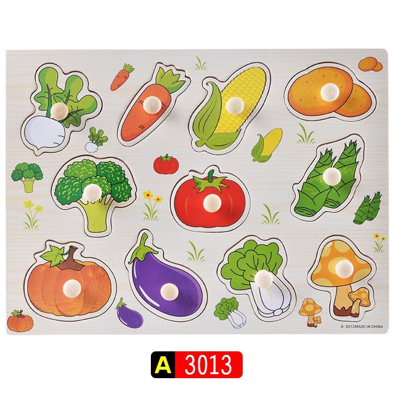 Đồ chơi bảng ghép hình núm gỗ Bảng gỗ có núm cho bé loại to đẹp 22×30cm nhiều chủ đề