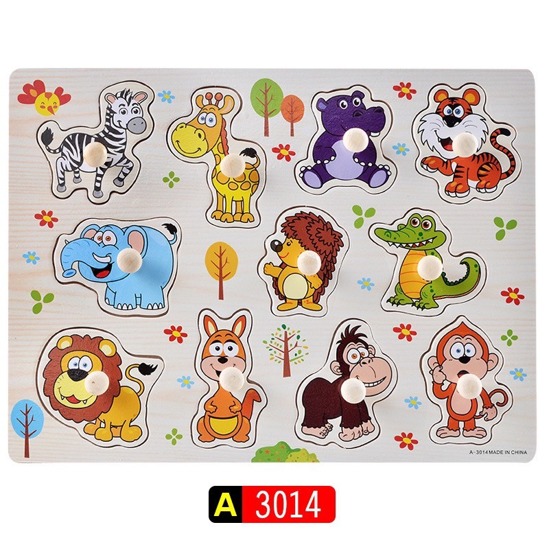 Đồ chơi bảng ghép hình núm gỗ Bảng gỗ có núm cho bé loại to đẹp 22×30cm nhiều chủ đề