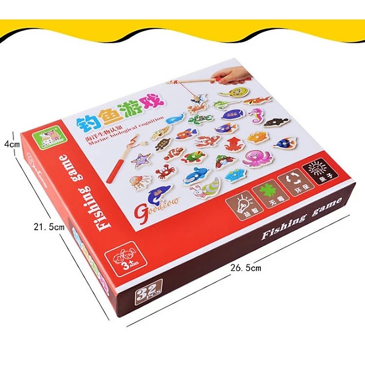Đồ chơi hợp câu cá nam châm 2 cần câu 34 con cá cho bé