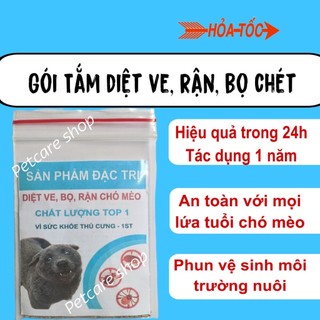 Bột tắm trị ve, rận, bọ chét chó mèo 1 lần hiệu quả 1 năm, an toàn
