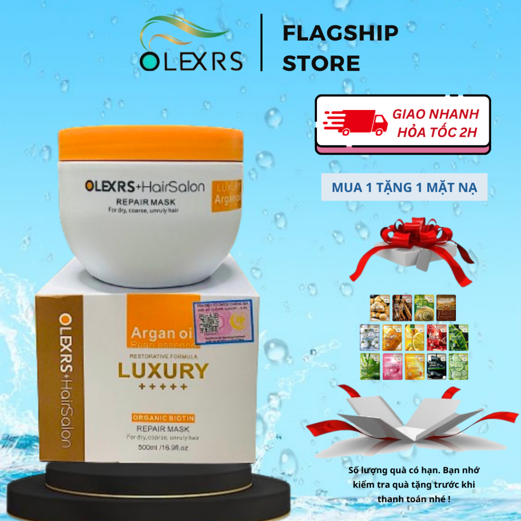 Kem Ủ Tóc Phục Hồi Siêu Mượt Olexrs Hair Salon Luxury Repair Mask 500ml (Luxury)