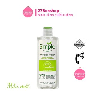 (MẪU MỚI) NƯỚC TẨY TRANG SIMPLE KIND TO SKIN MICELLAR CLEANSING WATER 200ML