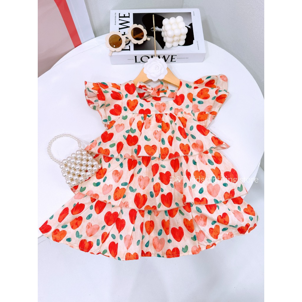 Váy bé gái- Váy đầm công chúa bé gái cánh tiên hình tim dễ thương cho bé từ 1 tuổi đến 5 tuổi