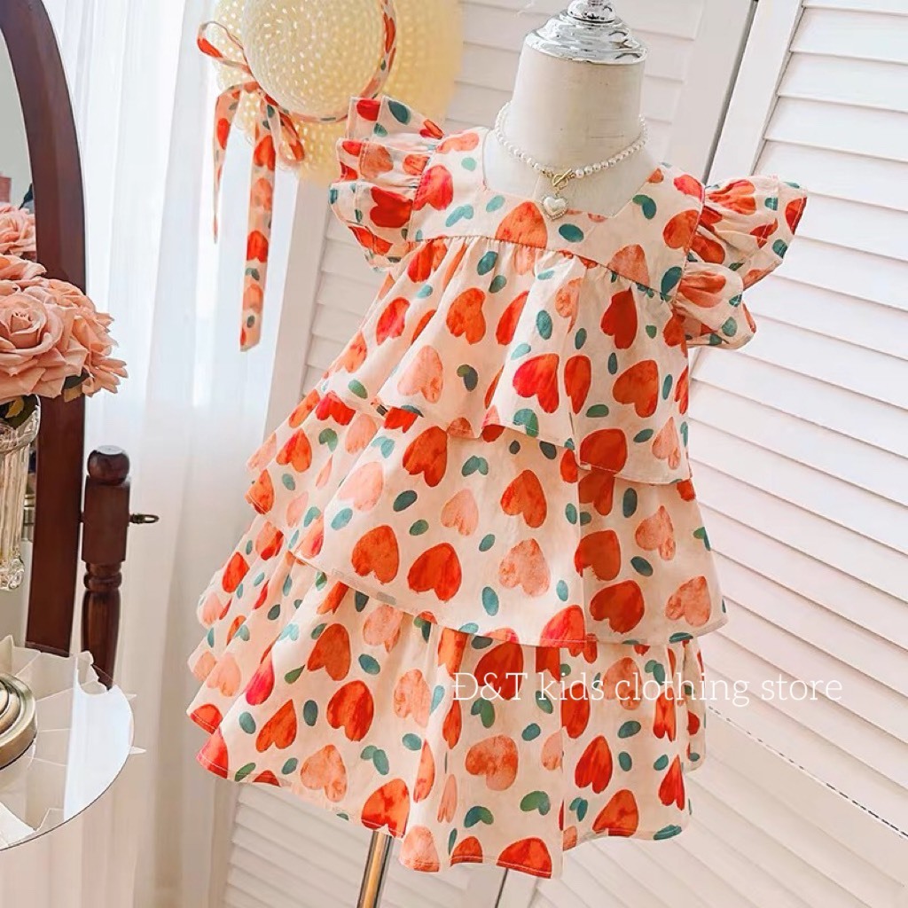 Váy bé gái- Váy đầm công chúa bé gái cánh tiên hình tim dễ thương cho bé từ 1 tuổi đến 5 tuổi