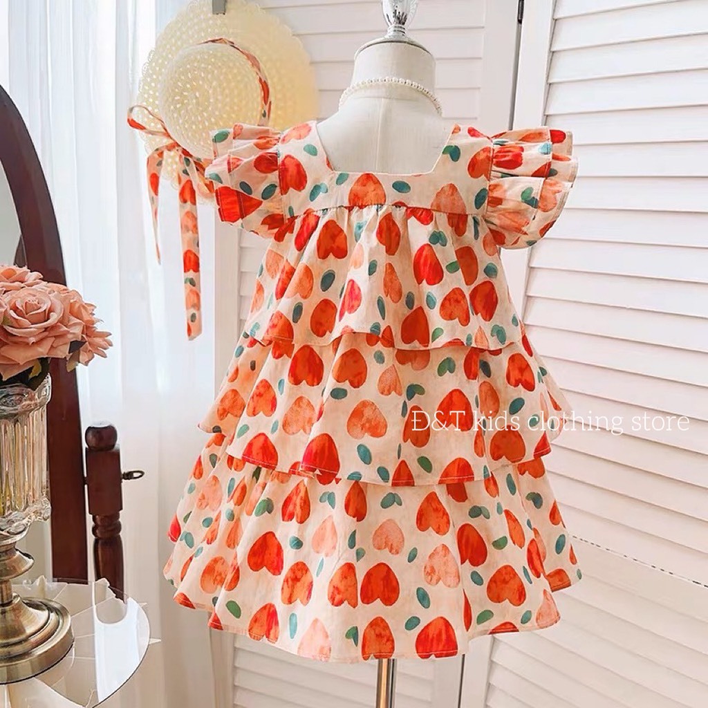 Váy bé gái- Váy đầm công chúa bé gái cánh tiên hình tim dễ thương cho bé từ 1 tuổi đến 5 tuổi
