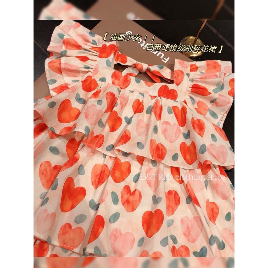 Váy bé gái- Váy đầm công chúa bé gái cánh tiên hình tim dễ thương cho bé từ 1 tuổi đến 5 tuổi