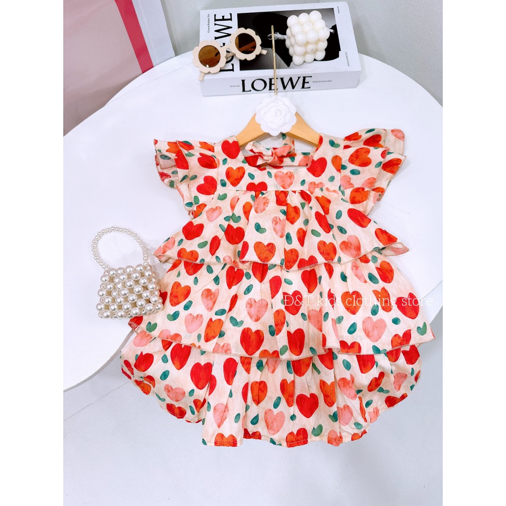 Váy bé gái- Váy đầm công chúa bé gái cánh tiên hình tim dễ thương cho bé từ 1 tuổi đến 5 tuổi