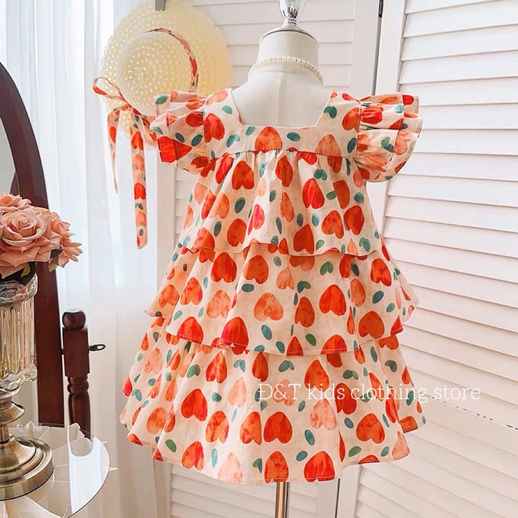 Váy bé gái- Váy đầm công chúa bé gái cánh tiên hình tim dễ thương cho bé từ 1 tuổi đến 5 tuổi