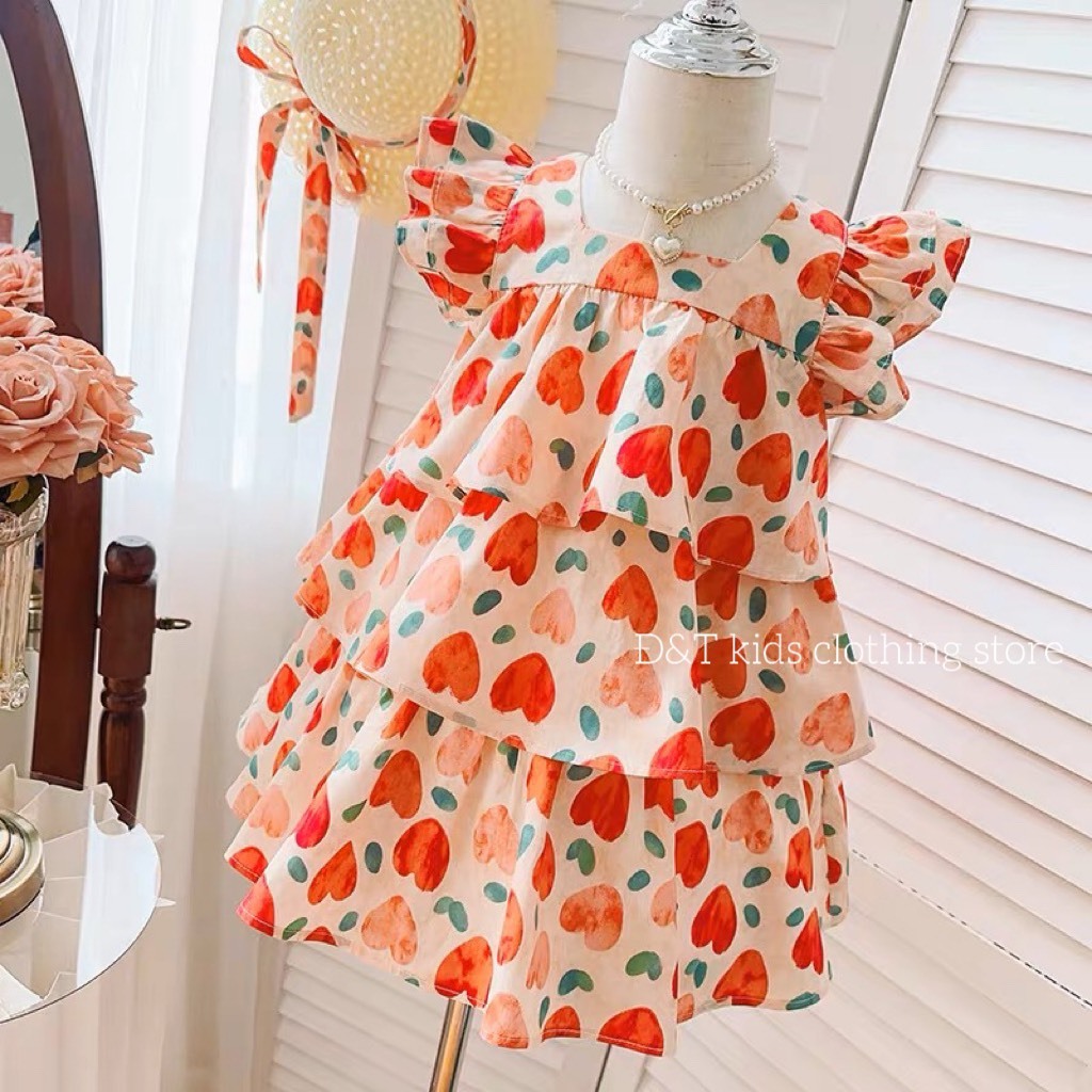 Váy bé gái- Váy đầm công chúa bé gái cánh tiên hình tim dễ thương cho bé từ 1 tuổi đến 5 tuổi