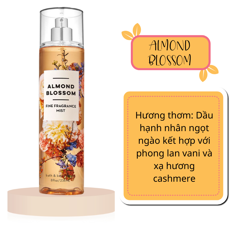 ALMOND BLOSSOM - XỊT THƠM DƯỠNG THỂ BATH & BODY WORKS USA