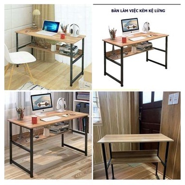 ✨FREESHIP✨Bàn Làm Việc Decor Chân Sắt Kèm Kệ Lửng Thông Minh