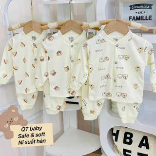Bộ quần áo trẻ em sơ sinh - Bộ nỉ cotton xuất Hàn cho bé trai và bé gái 3-8kg