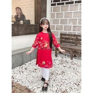chào thêm mẫu mới set bộ áo dài bé gái.chưa kèm mấn