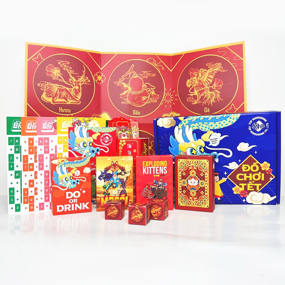 Combo Board Game Đồ Chơi Tết 2024 Xanh gồm Bầu Cua Bài Tây Lô Tô Lì Xì Quẻ  Drinking Game Ma Sói Mèo Nổ BGTV29-X