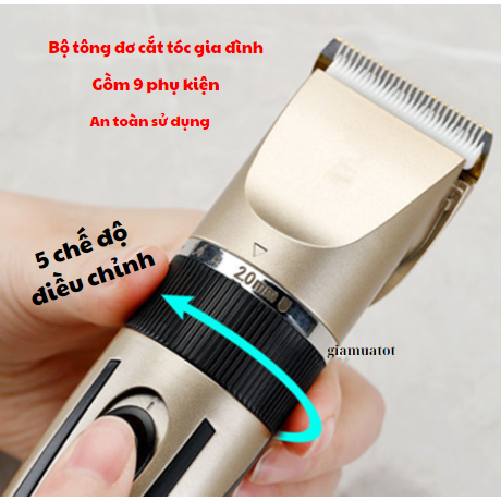 Tông đơ cắt tóc cho gia đình,Tông đơ cắt tóc an toàn không tiếng ồn sạc USB dây rời - Tông đơ cắt tóc cho bé