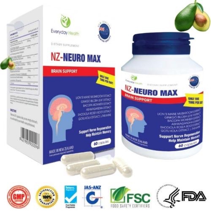 Viên uống bổ não NZ - NEURO MAX  ( Nhập khẩu NEW ZEALAND) tăng cường tuần hoàn não cải thiện trí lực