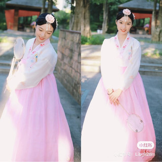 Hanbok nữ hàn quốc trắng hồng ( sẵn )