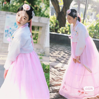 Hanbok nữ hàn quốc trắng hồng ( sẵn )