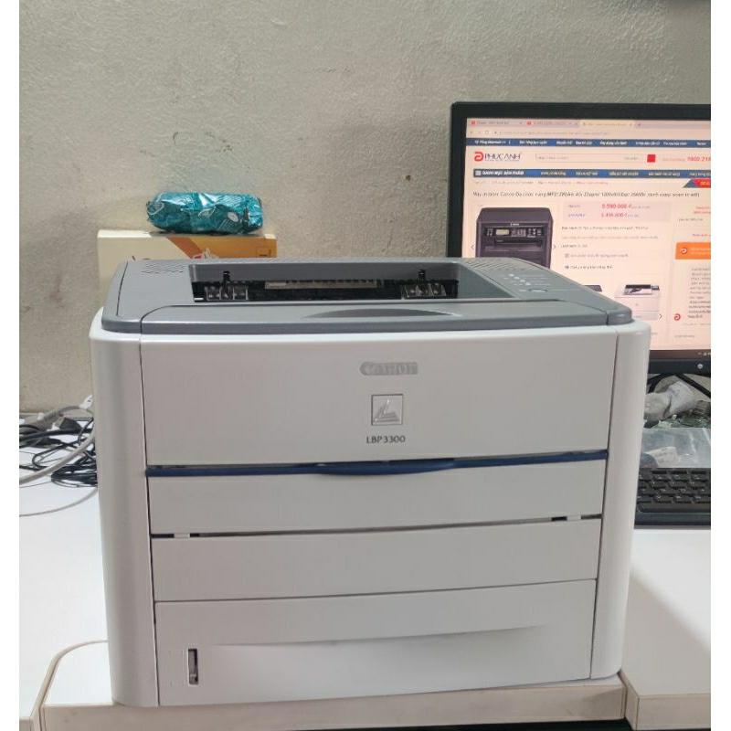 MÁY IN CŨ CANON 3300 IN 2 MẶT + MỰC NEW + RAM GIẤY A4 500 TỜ 70G