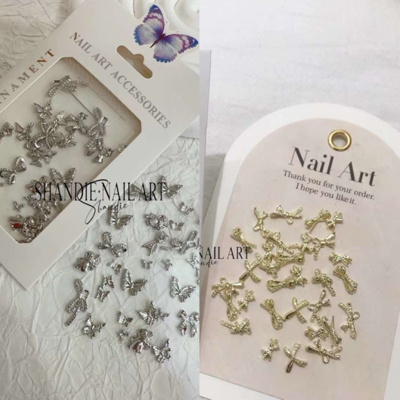 Phụ kiện nail-Chamr Nơ Mix Mẫu set 30 con trang trí móng