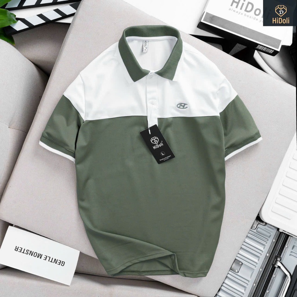 Áo polo nam H2P PHOENIX có cổ trụ bẻ dệt sọc và họa tiết đẹp nổi bật, thể hiện cá tính, vải cá sấu cotton phom suông