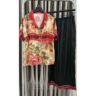 [LỤA XƯỚC] Đồ Bộ Pijama Hoa Đỏ Thiết Kế
