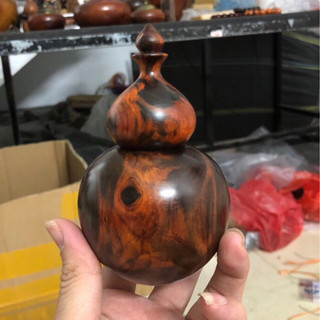 Lọ tăm Hồ lô gỗ trắc đựng tăm 12x7 cm