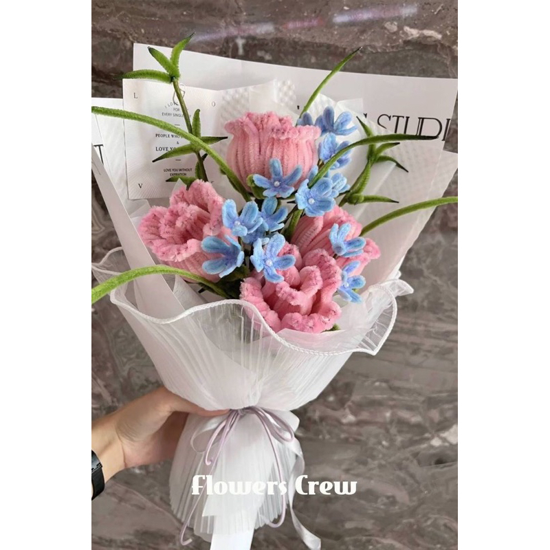 Bó Hoa Kẽm Nhung Handmade Quà Tặng Valentine 14/2, 8/3 Tặng người thương và Mẹ