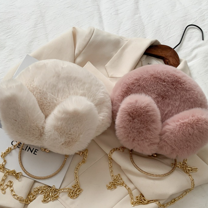 Túi Xách Lông Nhung Form Nhỏ Nhắn Xinh Xắn Thiết Kế Tai Thỏ Siêu Cute TN004