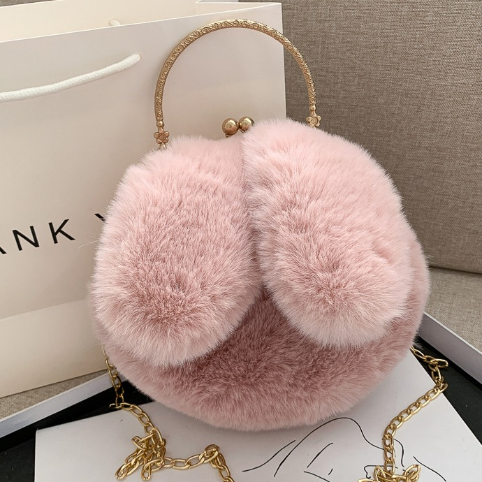 Túi Xách Lông Nhung Form Nhỏ Nhắn Xinh Xắn Thiết Kế Tai Thỏ Siêu Cute TN004