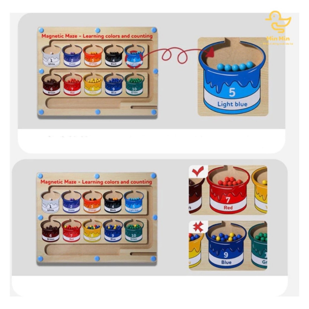 Bảng Gỗ Phân Biệt Màu Sắc Và Số Đếm Cho Bé Smartkids, Bảng Nam Châm Giáo Dục Sớm Cho Trẻ theo phương pháp MENTESSORI