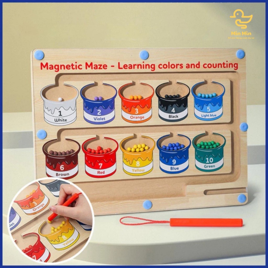 Bảng Gỗ Phân Biệt Màu Sắc Và Số Đếm Cho Bé Smartkids, Bảng Nam Châm Giáo Dục Sớm Cho Trẻ theo phương pháp MENTESSORI