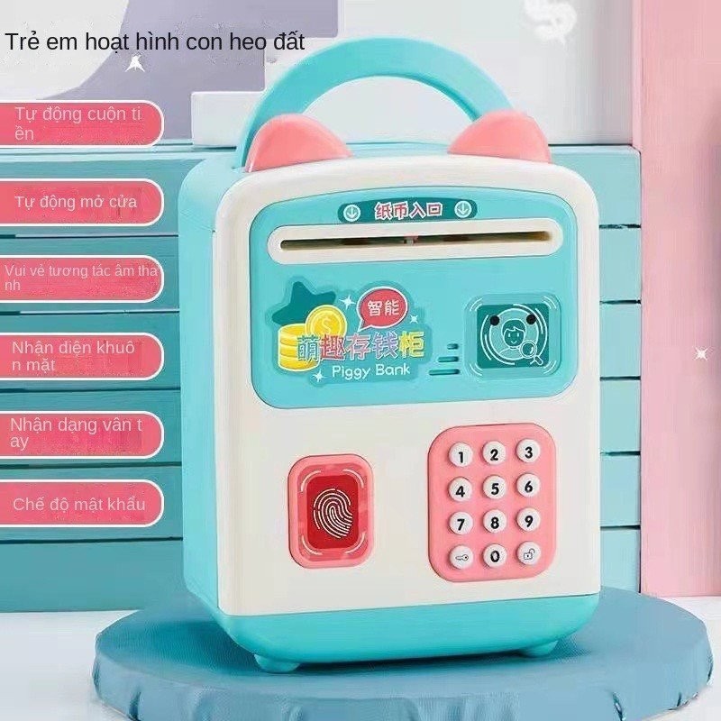 Két sắt thông minh cho bé mở băng vân tay NHẬN DẠNG MẶT, THÔNG MINH CÓ NHẠC VÀ HÌNH MÈO