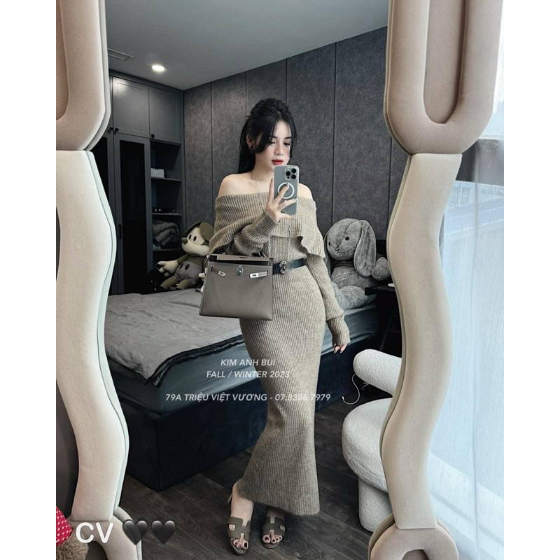 VÁY LEN TRỄ VAI BODY HÀNG L1