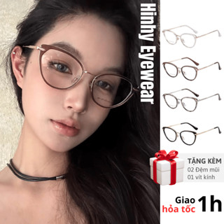 Gọng Kính Cận Mắt Mèo Kim Loại Cao Cấp Loại 1 [Lắp cận đến 6 độ] thời trang nữ Tiệm Kính Hinhy (11916A)