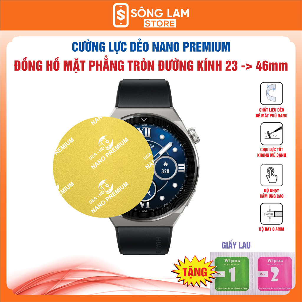 Miếng dán Cường lực đồng hồ thông minh đồng hồ cơ pin mặt phẳng tròn dẻo phủ nano chống xước - Sông Lam Store