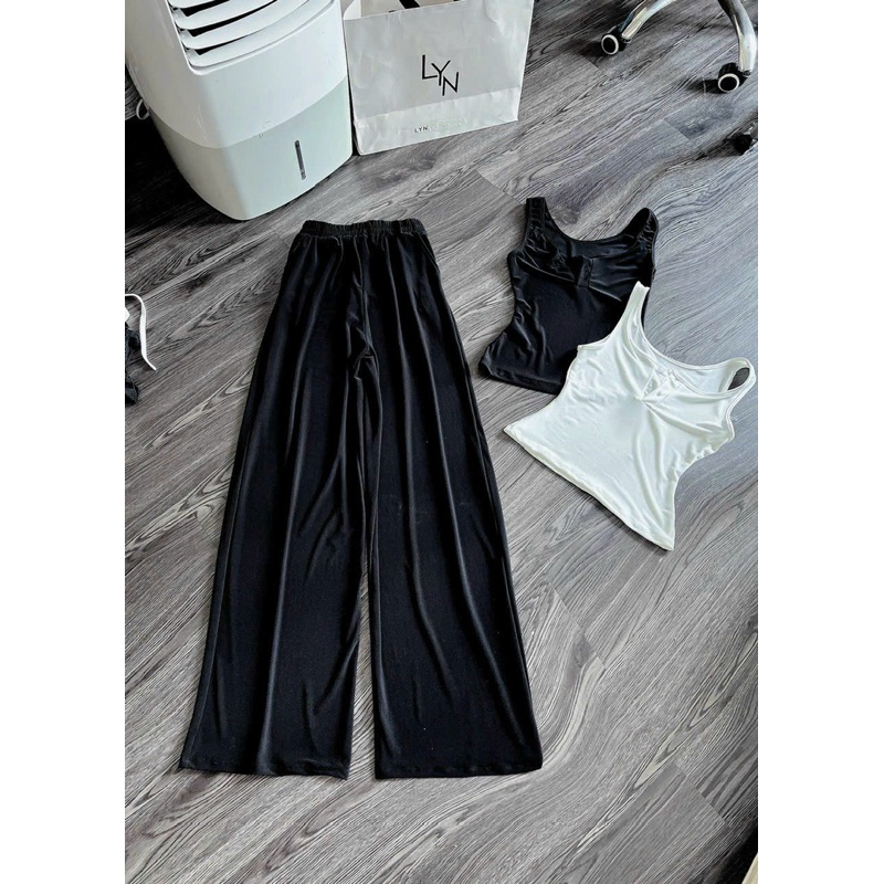 Set Áo Thun Dẻo Quần Ống Rộng Giả Váy Hình Thật