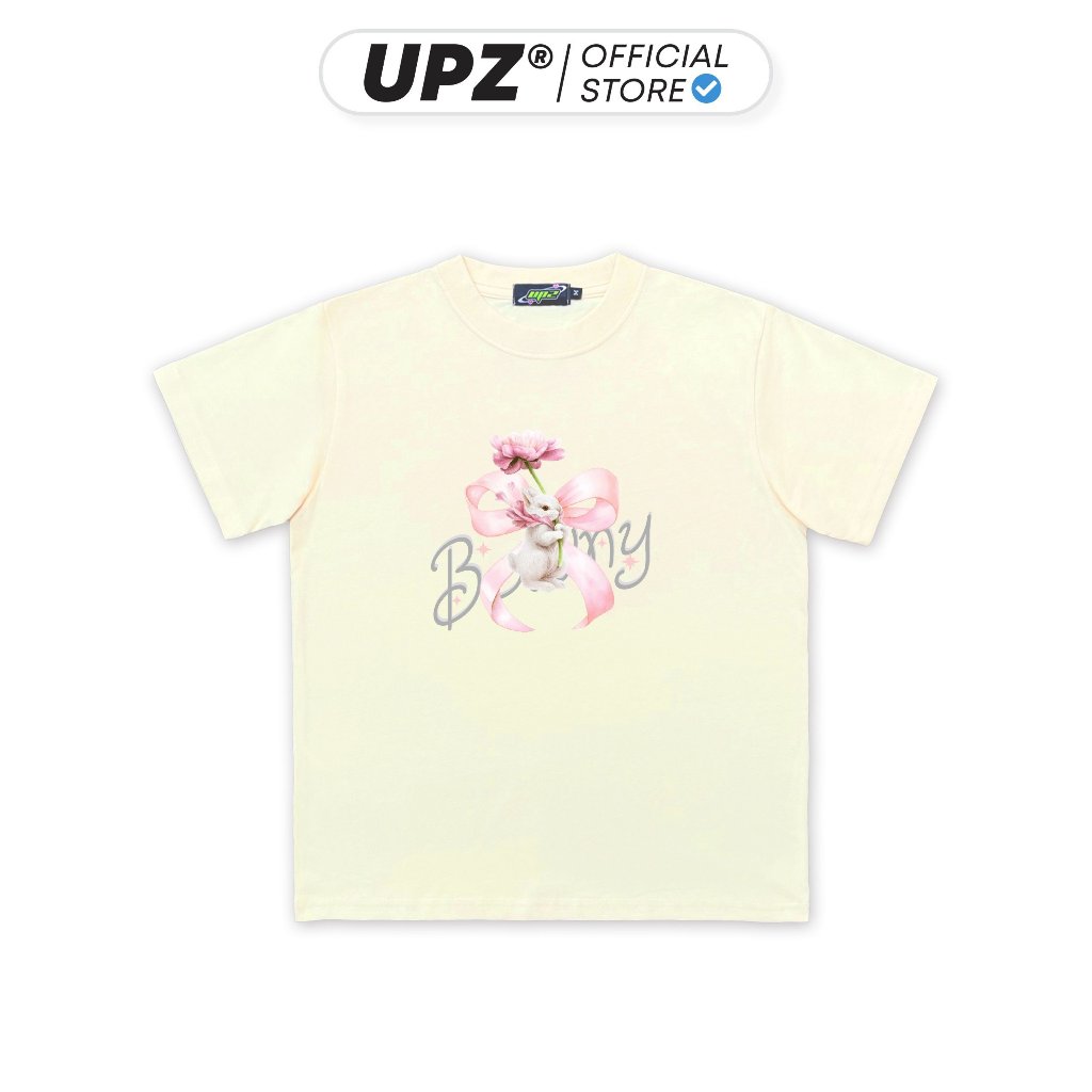 UPZ Áo Thun Baby Tee Cotton Cổ Tròn Nữ Tay Ngắn In Hoạ Tiết Thỏ Nơ Hồng Bowny (4 Màu)