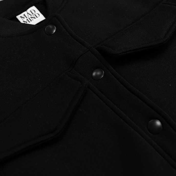 Áo Khoác Bomber Tay Dài Sang Trọng Cozy Bomber Jacket Madmind - Màu Trắng/ Đen
