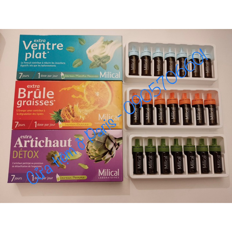 DETOX MILICAL 7 NGÀY CAM DỨA, ARTICHAUT, VENTRE date 2025 - HỘP 7 LỌ