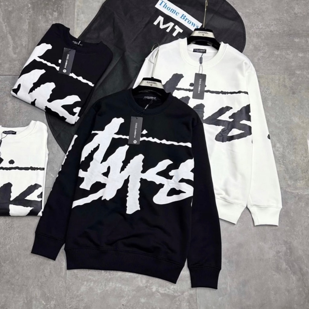 Áo Nỉ Sweater Nam Nữ Stussy Hoạ Tiết Logo Chữ Bản To In Nhiệt Cực Nét Chất Liệu Nỉ Bông Dày Dặn Form Dáng Unisex Cực Hot