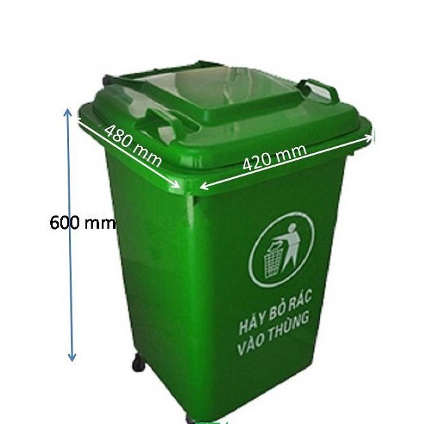 Thùng rác y tế, thùng rác công cộng  phân loại rác thải loại 60 lít có 4 bánh xe