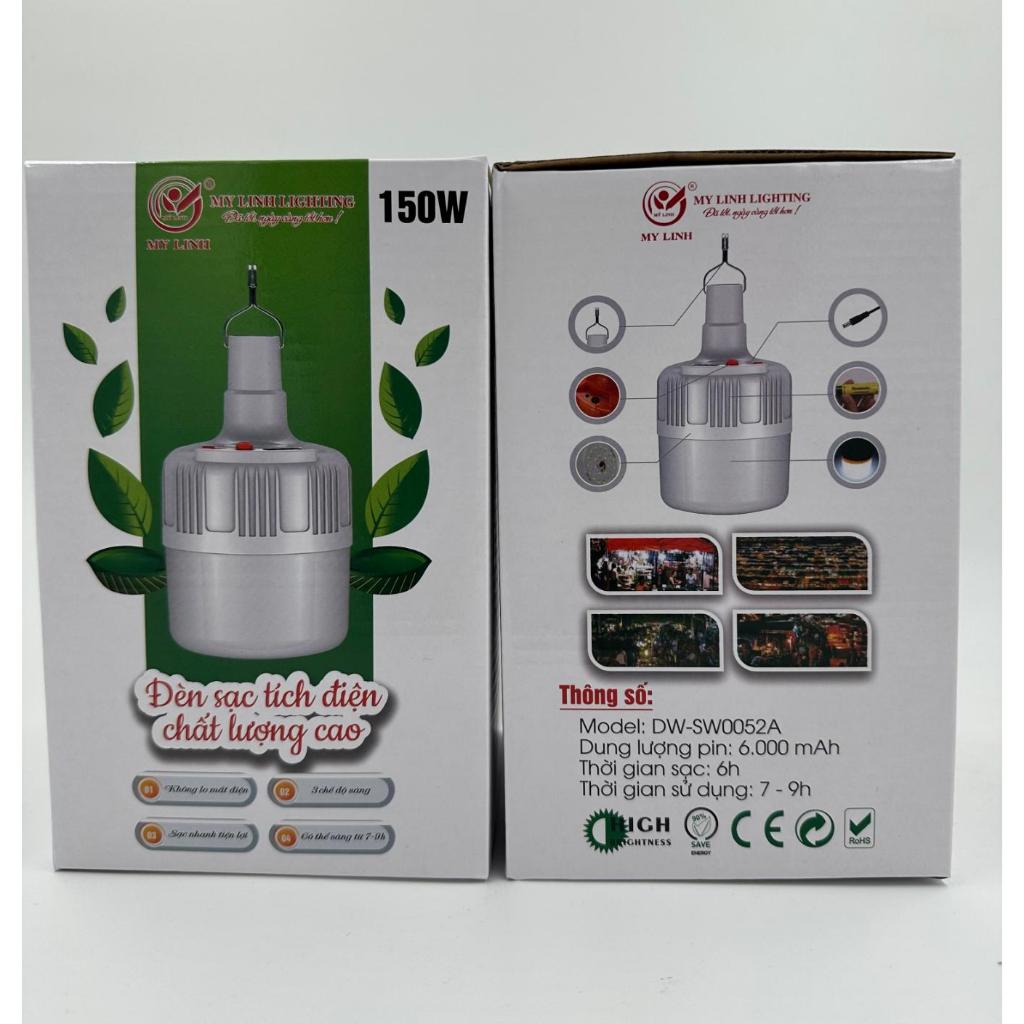 Đèn sạc tích điện 150W MỸ LINH chính hãng, thời gian sáng 7-9h, tặng kèm cáp sạc và móc treo, siêu tiện lợi