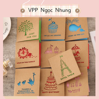 Thiệp vitage họa tiết nổi màu độc đáo ❤️ Thiệp giáng sinh, sinh nhật,...