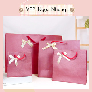 Túi đựng quà đỏ may mắn, kèm nơ sang trọng