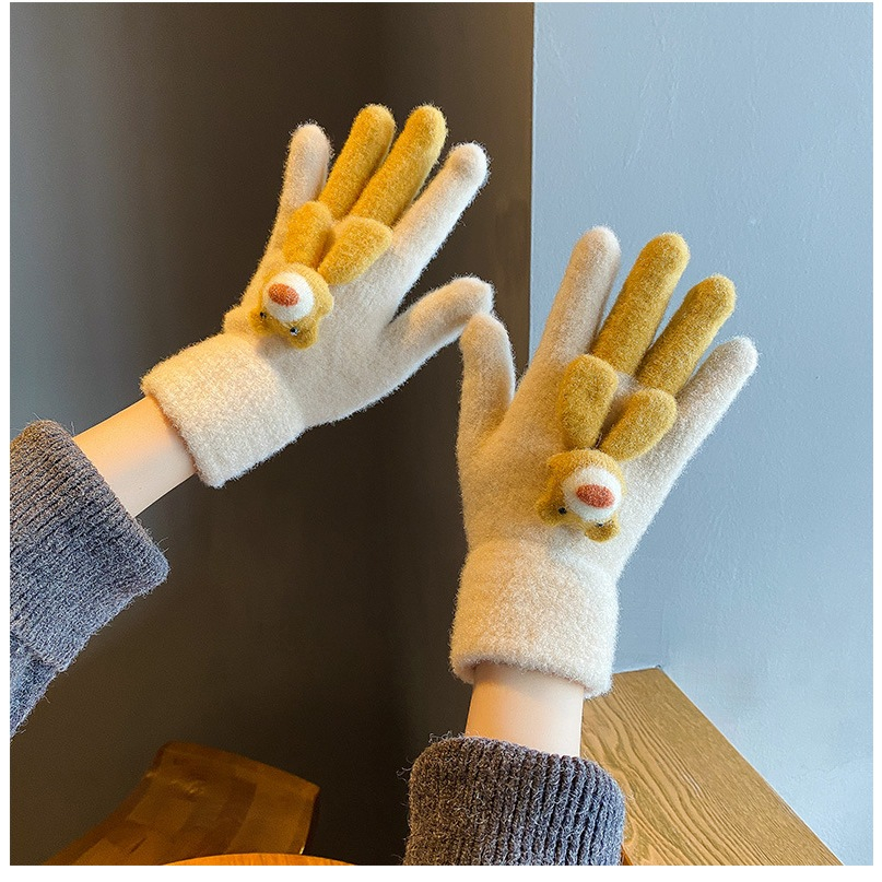 Găng tay len nữ mùa đông giữ ấm, bao tay nữ hình ngôi sao gang tay vải chống lạnh đi xe máy cảm ứng