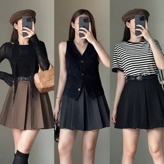 Chân váy dạ ép xếp li trước + nịt_cv806